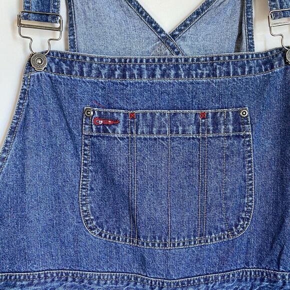 Vintage Crazy Horse Denim Midi Dress Women XL Blue Pockets Jumper 90s Cowgirl - Picture 7 of 12